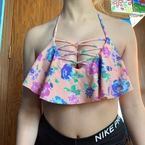 Spring floral flowy bikini top.